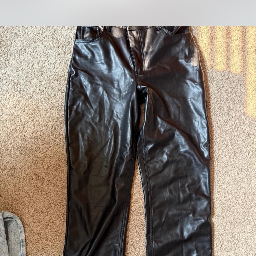 Abercrombie & Fitch Black Vegan Leather Trousers